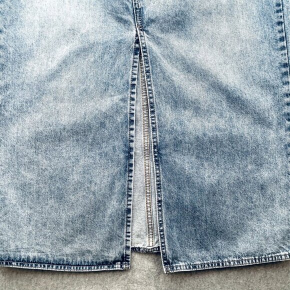 BlankNYC Denim Maxi Skirt Size 29 Light Wash Split Hem Cotton Blend High Rise - Picture 8 of 14